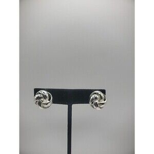 Vintage NWH Earrings Clip Knotted Silver Tone Jewelry Costume